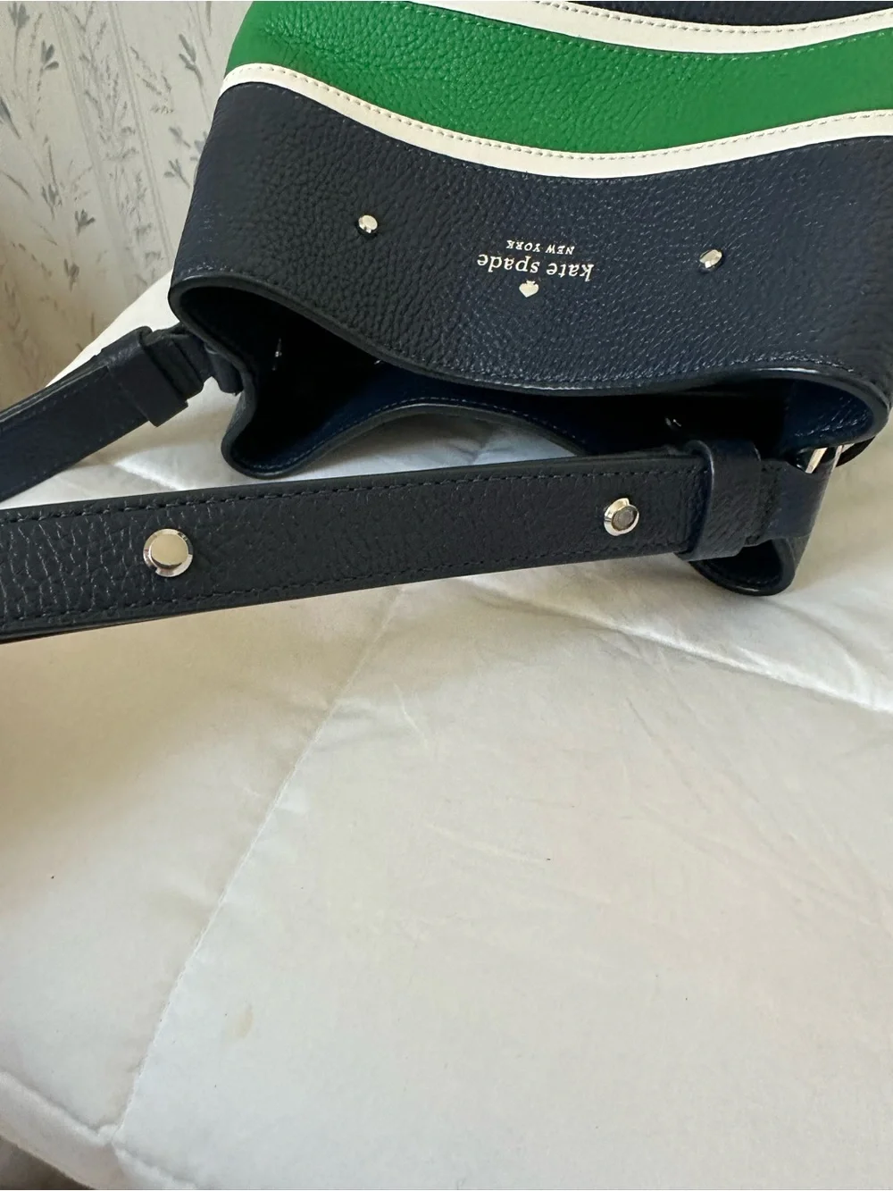 Kate Spade Striped Leather Bucket Bag